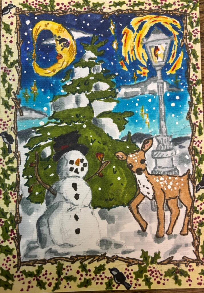 Holiday card artwork submission by Luna Valentina from Montreal, Verdun (Toujours ensemble)