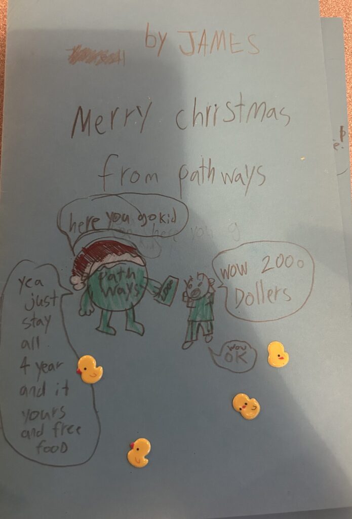 Holiday card artwork submission by James from Spryfield, Halifax (Chebucto Connections)