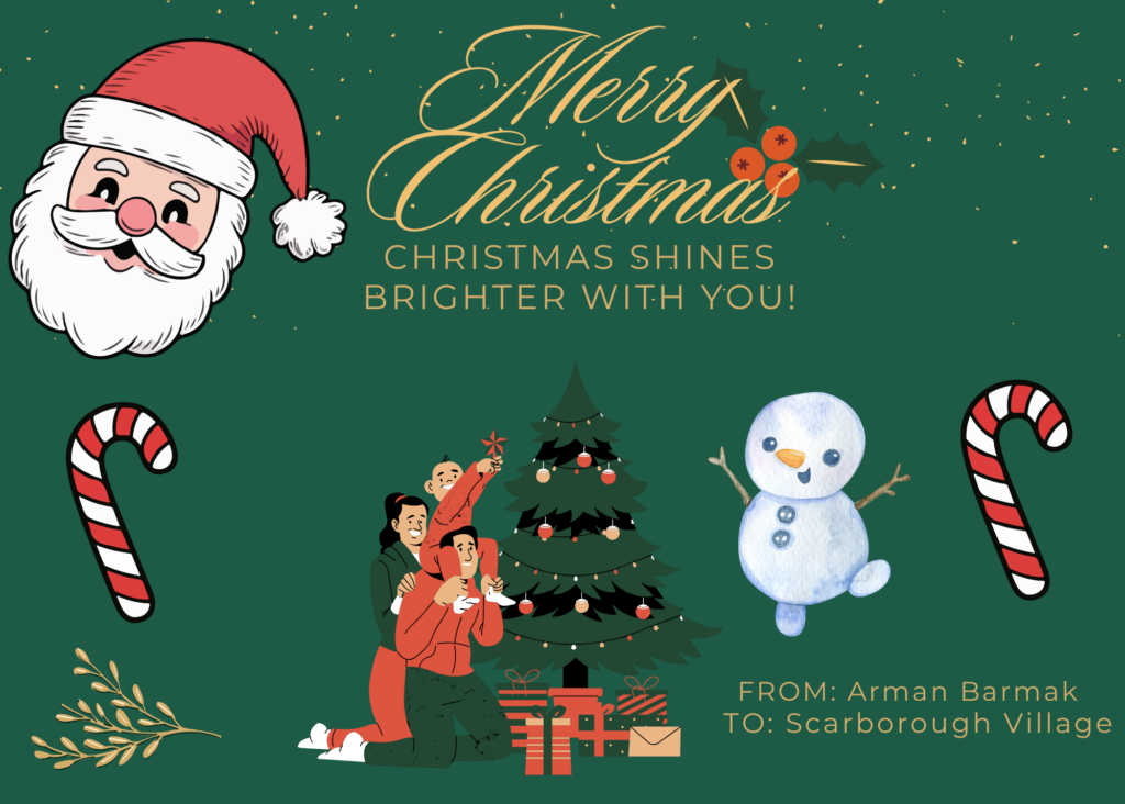 Holiday card artwork submission by Arman from Toronto, Scarborough Village (YouthLink)