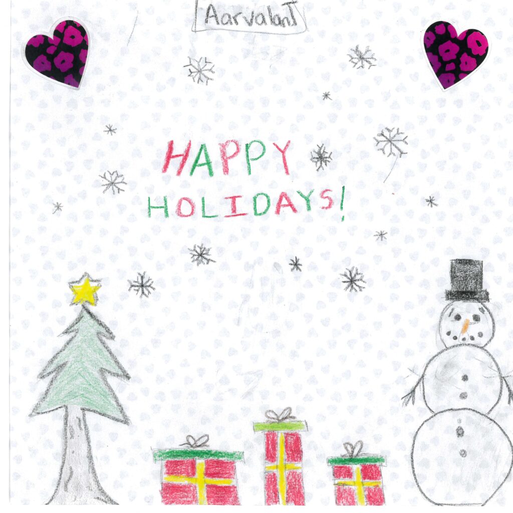 Holiday card artwork submission by Aarvalan from Toronto, Scarborough Village (YouthLink)