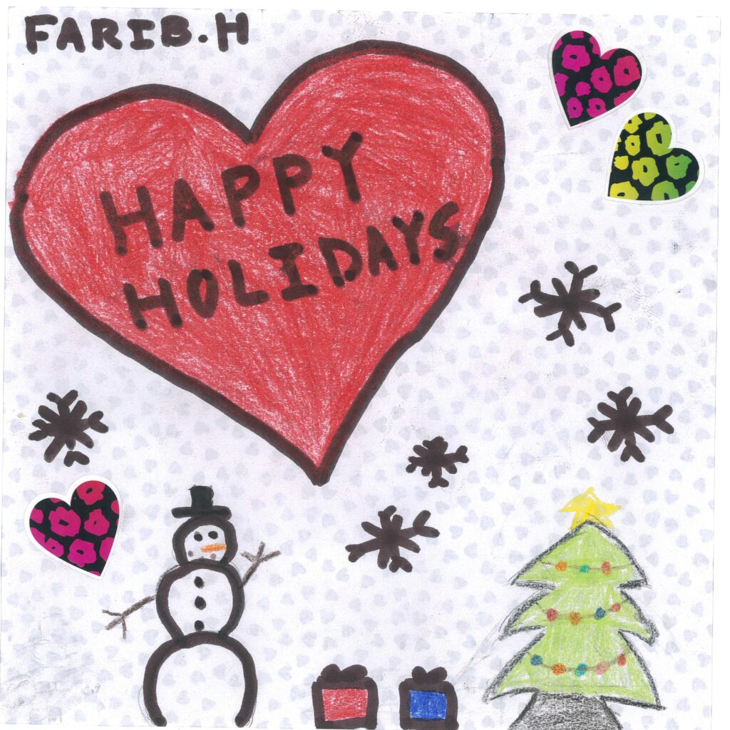 Holiday card artwork submission by Farib from Toronto, Scarborough Village (YouthLink)